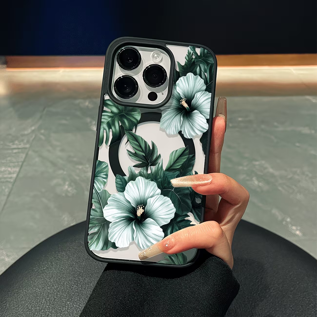 Perfume Pure Xs - Green Floral Print Phone Case For